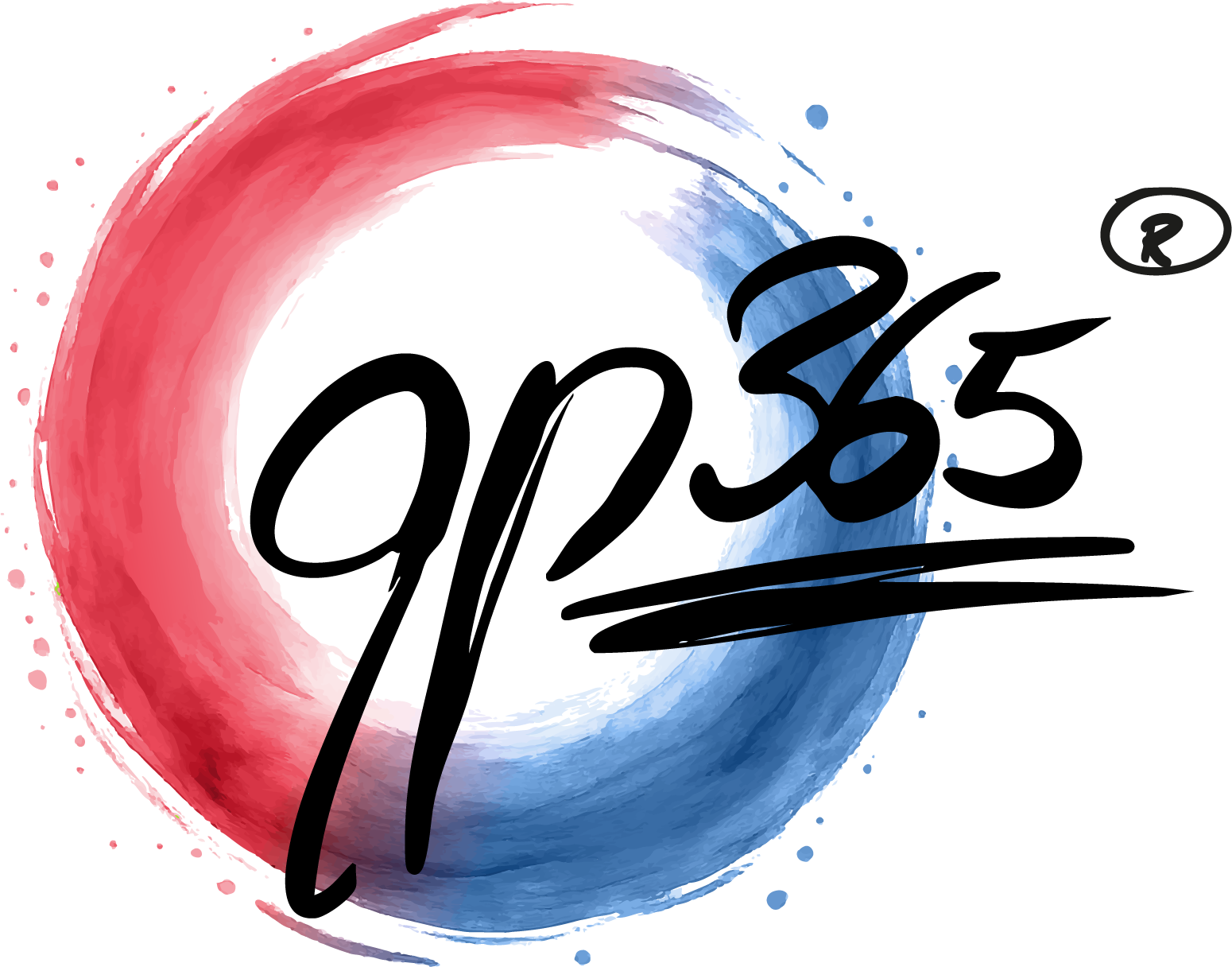 gp365® Logo schwarz auf Farbkreis